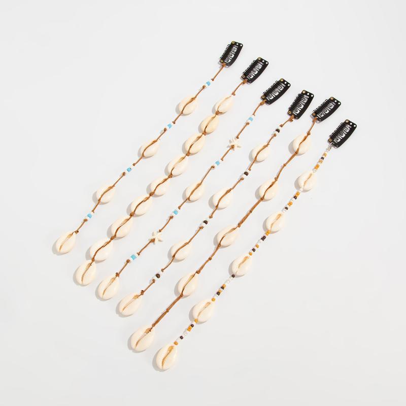 Festival Hair Extension Shell Bead Strands Waterproof Coating Boho Mermaid Core Dreadlock Jewelry For Braids