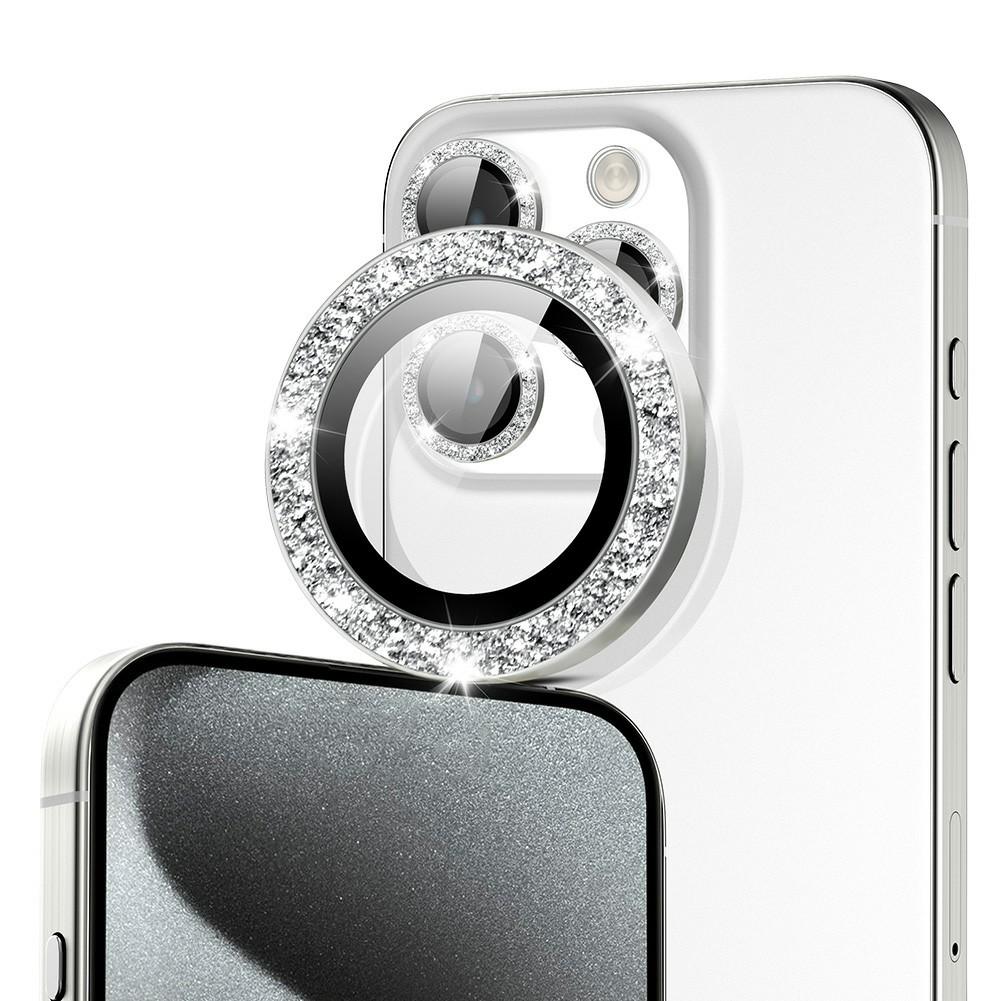 For iPhone 13 Pro/13 Pro Max Camera Lens Protector Glitter Decor Metal Frame Lens Film with Installation Tool
