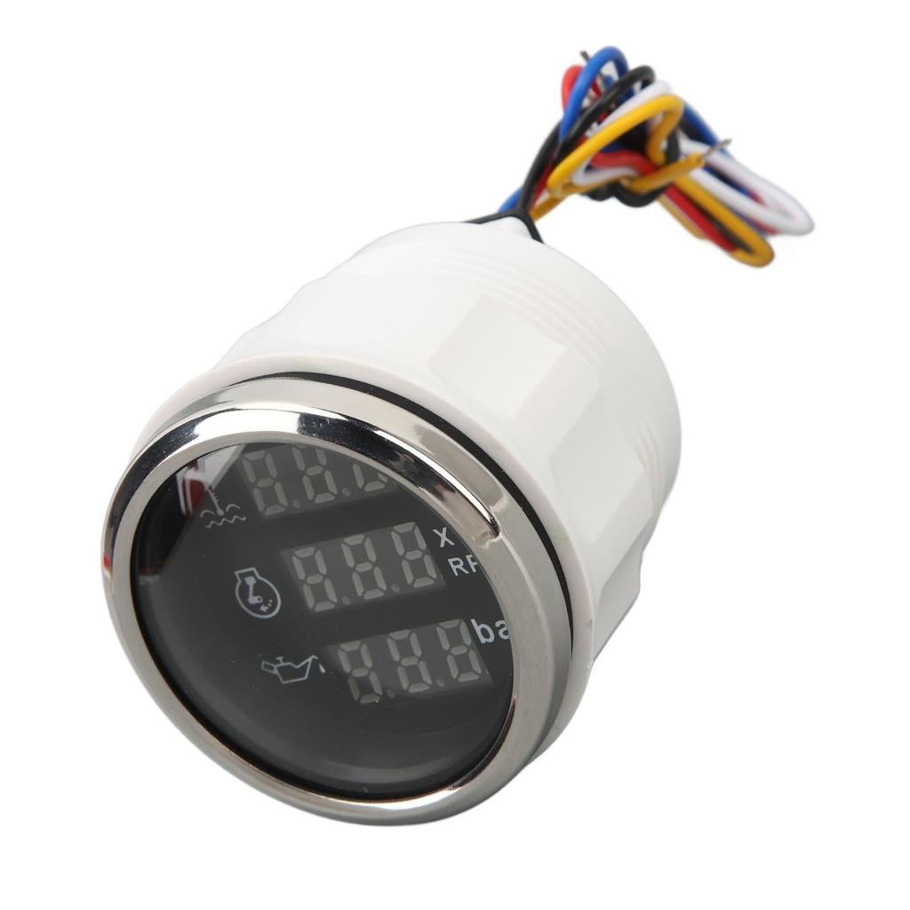 Water Temp Gauge Speed Oil Pressure Meter 52mm 3 In 1 Digital Display Meter for RV Yacht Fishing Boat Ship DC 9 To 32V