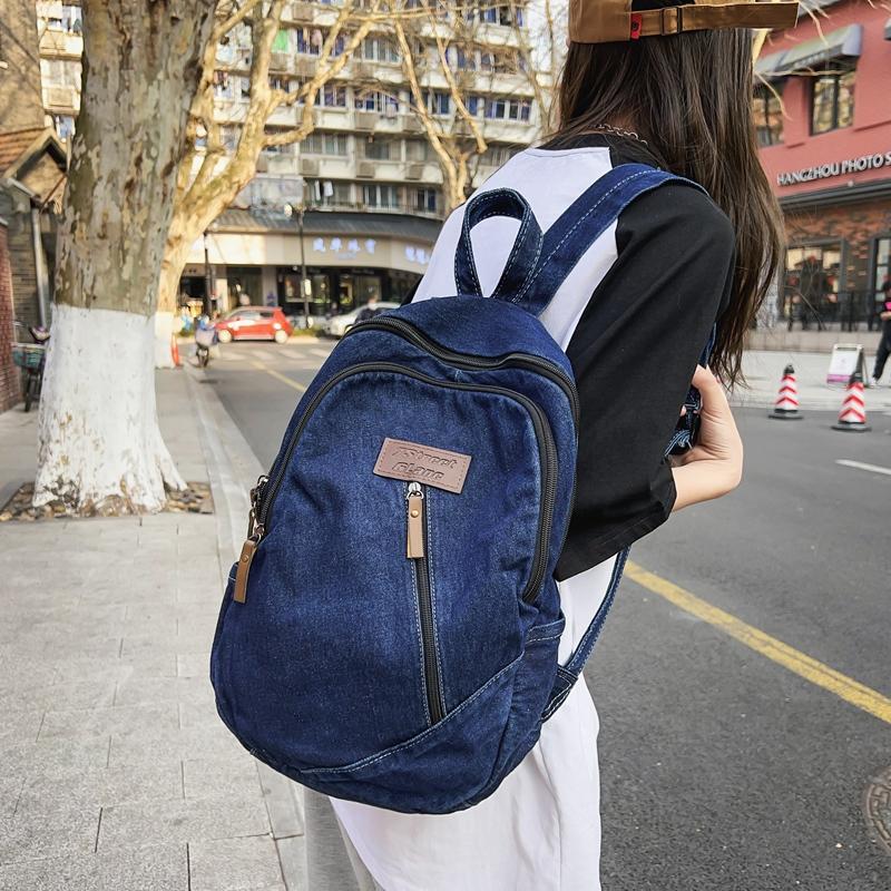 Damen-Jeans-Rucksack, große Kapazität, Schüler-Schultasche