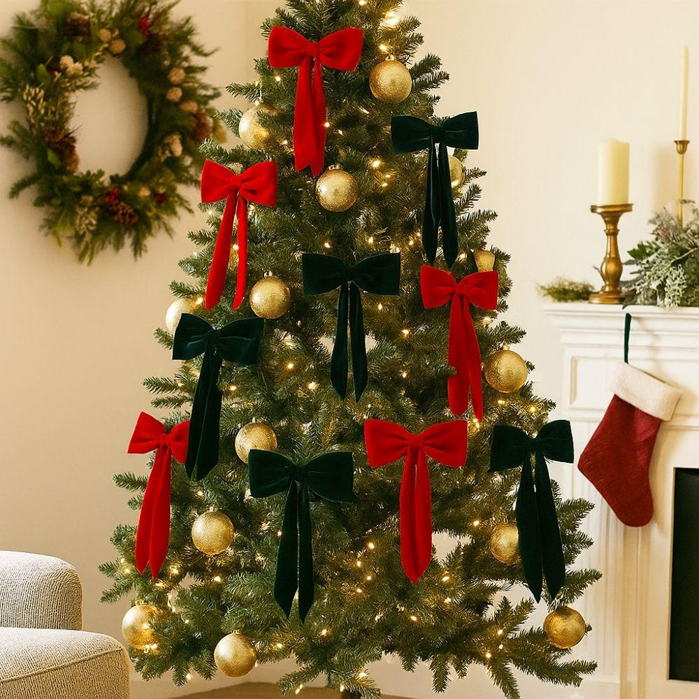 Flocking Large Bow Decor Soft Hanging Bowknot Christmas Bow Decoration  Home Decoration