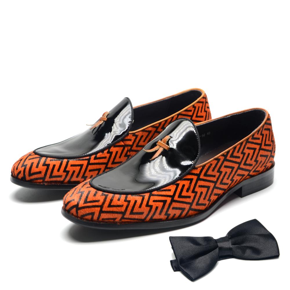 

Luxury Designer Patterned Men s Penny Loafers Stylish Wedding Party Dress Shoes Unique Horse Hair and Patent Leather Design 38