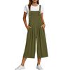 Women Casual Loose Overalls Wide Leg Jumpsuits Sleeveless Cropped Pant Romper with Pockets for Daily Wear