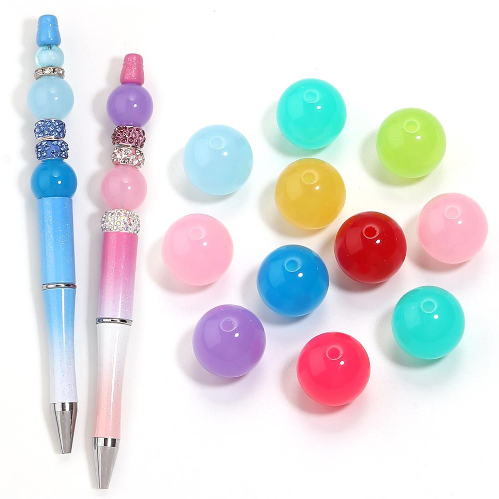 20pcs 16mm Jelly Color Acrylic Beads Round Loose Spacer Beads For Jewelry Making DIY Bracelets Necklace Phone Key Chain Supplies