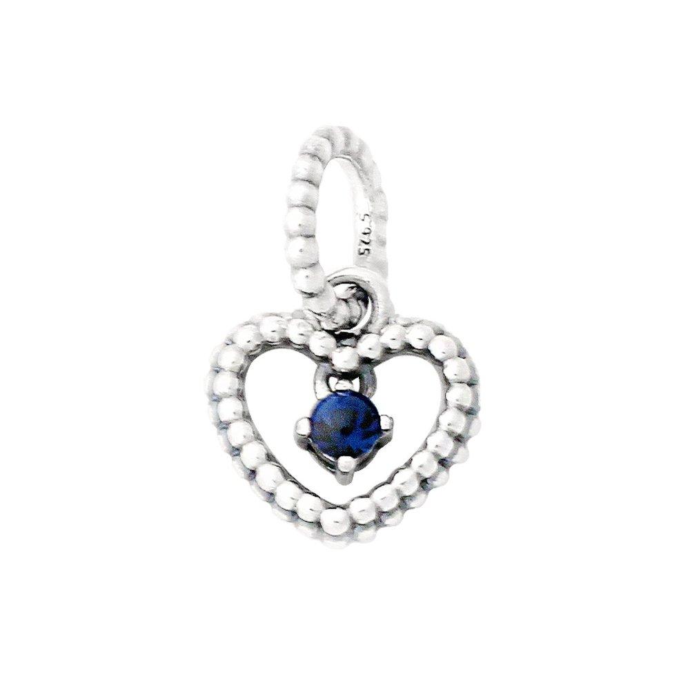 [Pandora] Sea Blue Heart September Birthstone Dangle Charm 798854C12