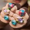 Schicker Steinring mit Emaille-Glasur: Stilvoller Handgefertigter Europäisch-Amerikanischer Edelstahl Schmuck.