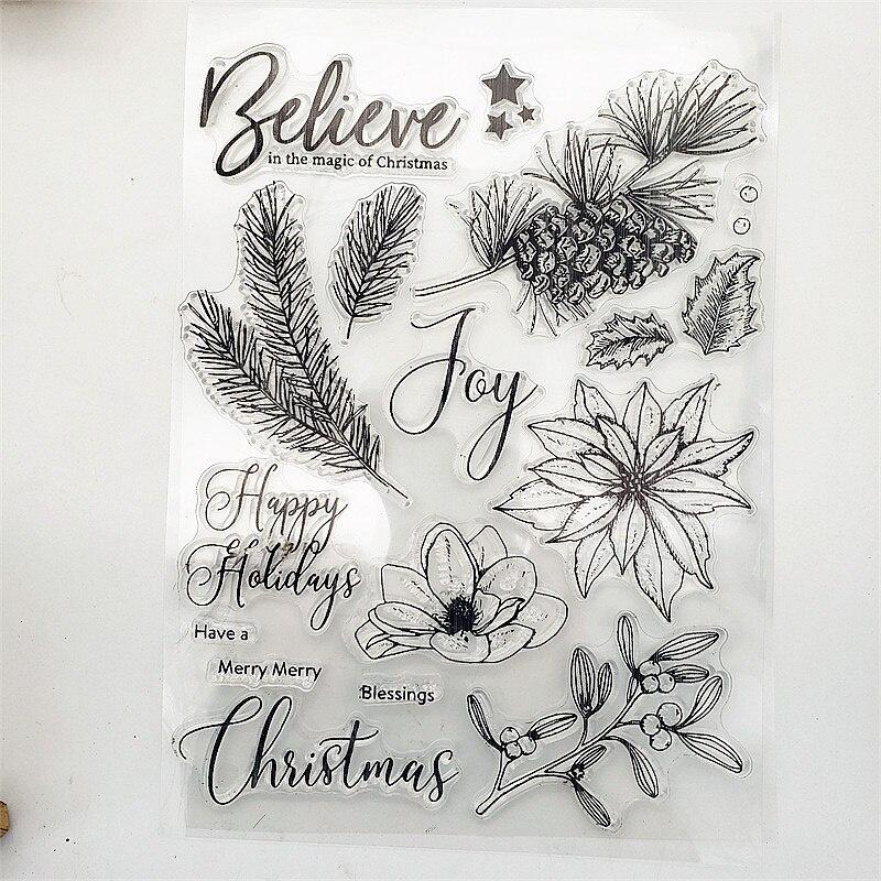 15x20.5 Christmas Pine Clear Stamps Transparent Seal Silicone Seal TPR Christmas Wedding Roller Stamps DIY Scrapbook Album Card