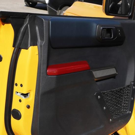 Door Armrest Handle Panel Trim Cover Decorative for Ford Bronco 21+Red Carbon