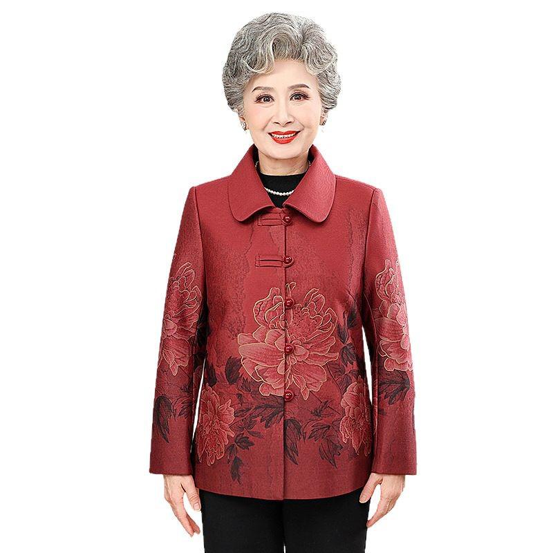 Spring & Autumn Floral Coat for Middle-Aged & Elderly Women