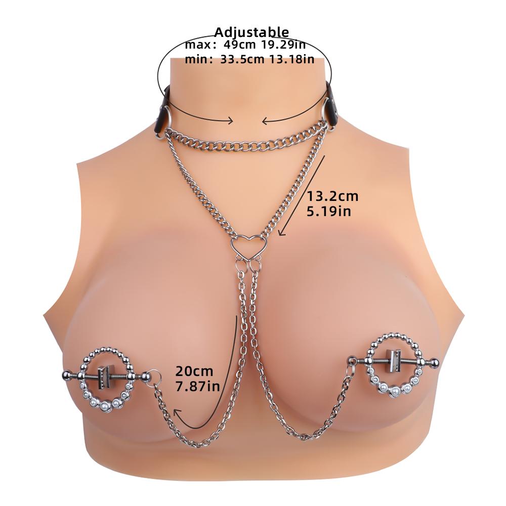 QKKQ Choker Leather Collar Nipple Clamp Breast Clip Chain Couples SM Sex Toys for Women Adult Games Erotic Products