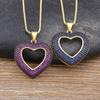Nidin Top Quality 4 Colors Heart-Shaped Hollow Crystal Zircon Pendant Link Chain Necklace Women's Charm Jewelry Anniversary Gift