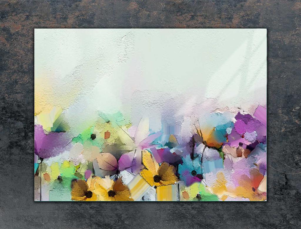 PLAQUE DE PROTECTION EN VERRE POUR PLAQUE DE CUISSON 70x52 FLEURS