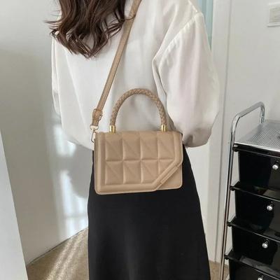 New Fashion Shoulder Bag Plaid PU Leather Ladies Square Handbags Brand Designer Small Black Crossbody Bags for Women