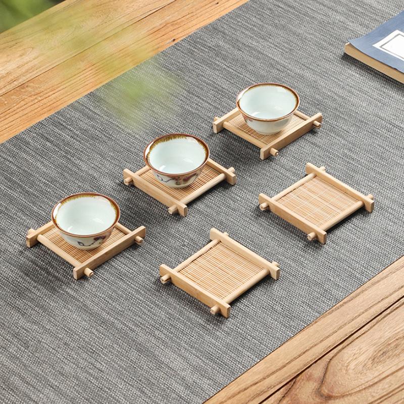 Bamboo Square Tea Coaster Heat-Resisting And High-Temperature Cup Mats Table Protector Reusable Wood Accessory Decor
