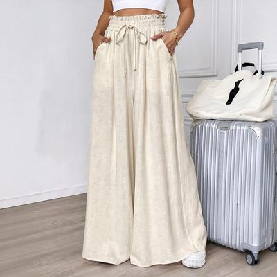 Pantalones de Color Sólido para Mujer Pantalones de Algodón y Lino