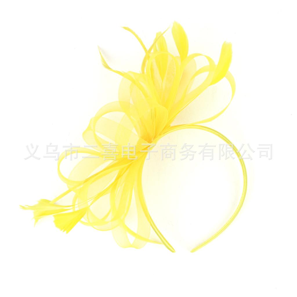 Popular Bridal Mesh Headgear Photo Bow Hair Accessories Jockey Club Feather Hairpin Head Flower