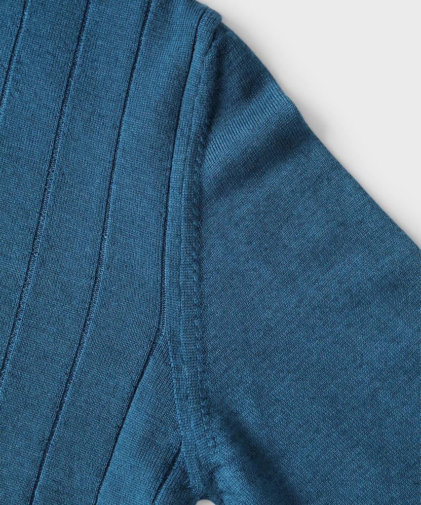 PANICALE Blue 100% Merino Wool Striped Turtleneck Knit
