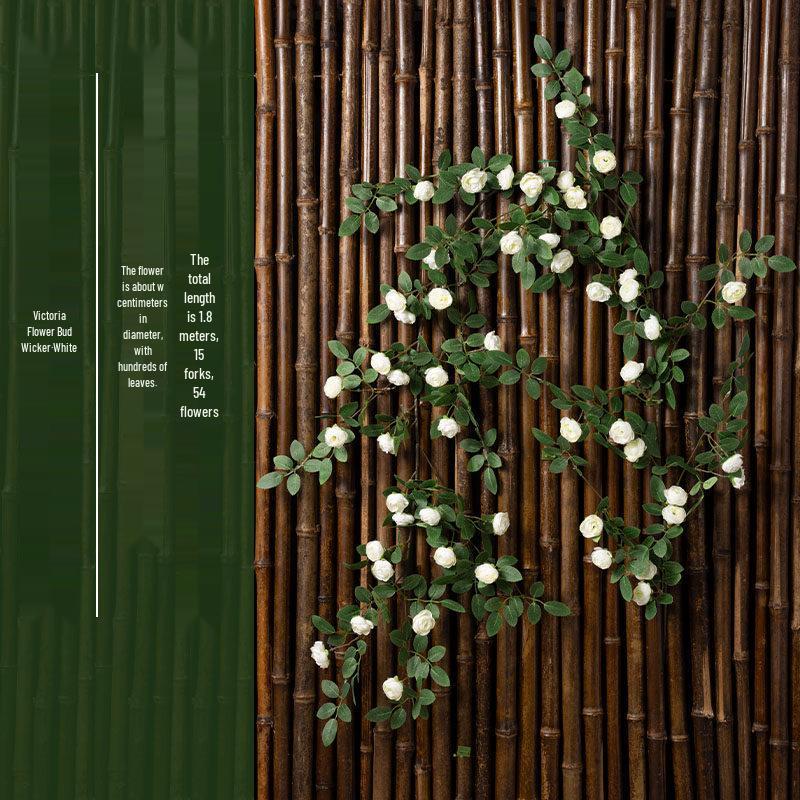 Rose Vine Artificial Flower Decor for Air Conditioner Pipes or Balcony Railings