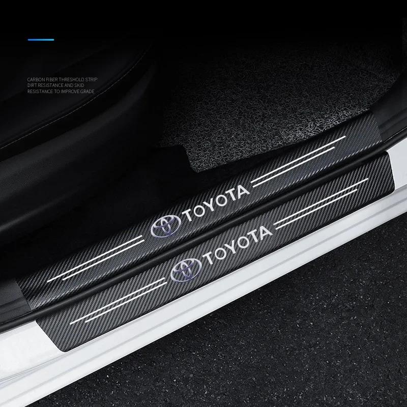 Carbon Fiber Car Door Sill Protector Threshold Stickers For Toyota Corolla Yaris Rav4 Camry Avensis Auris C-hr Prius Vios AYGO