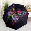 1pc Butterfly Neon Automatic Folding Umbrella - Compact 8-Rib Design, Durable Plastic & Iron, Lightweight for Outdoor Daily Use034