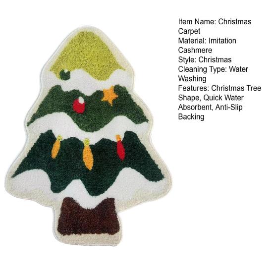 HOMZY Christmas Carpet Christmas Tree Santa Claus Snowman Shape Quick Water Absorbent Anti-Slip Backing New Year Decor Hotel Kitchen Bedroom Rug