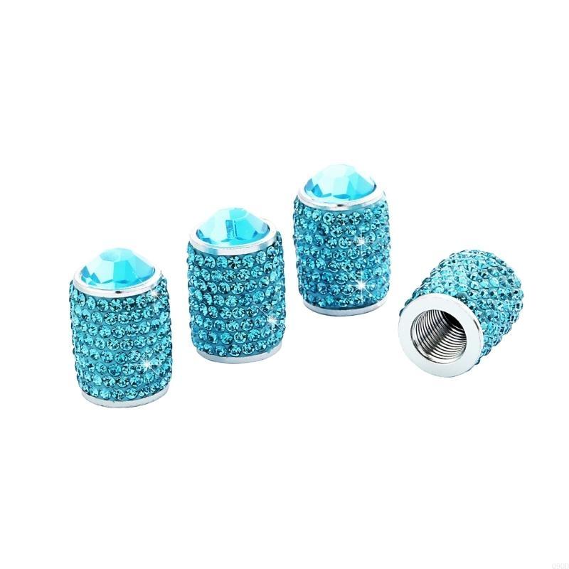 4pcs Stylish Tire Valves Caps with Rhinestones Twinkle Tire Valves Caps General