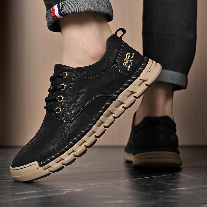 Men's Casual Shoes High Quality Breathable Retro Leather Outdoor Shoes Soft Comfy Wear-resistant Men Shoes Sneaker