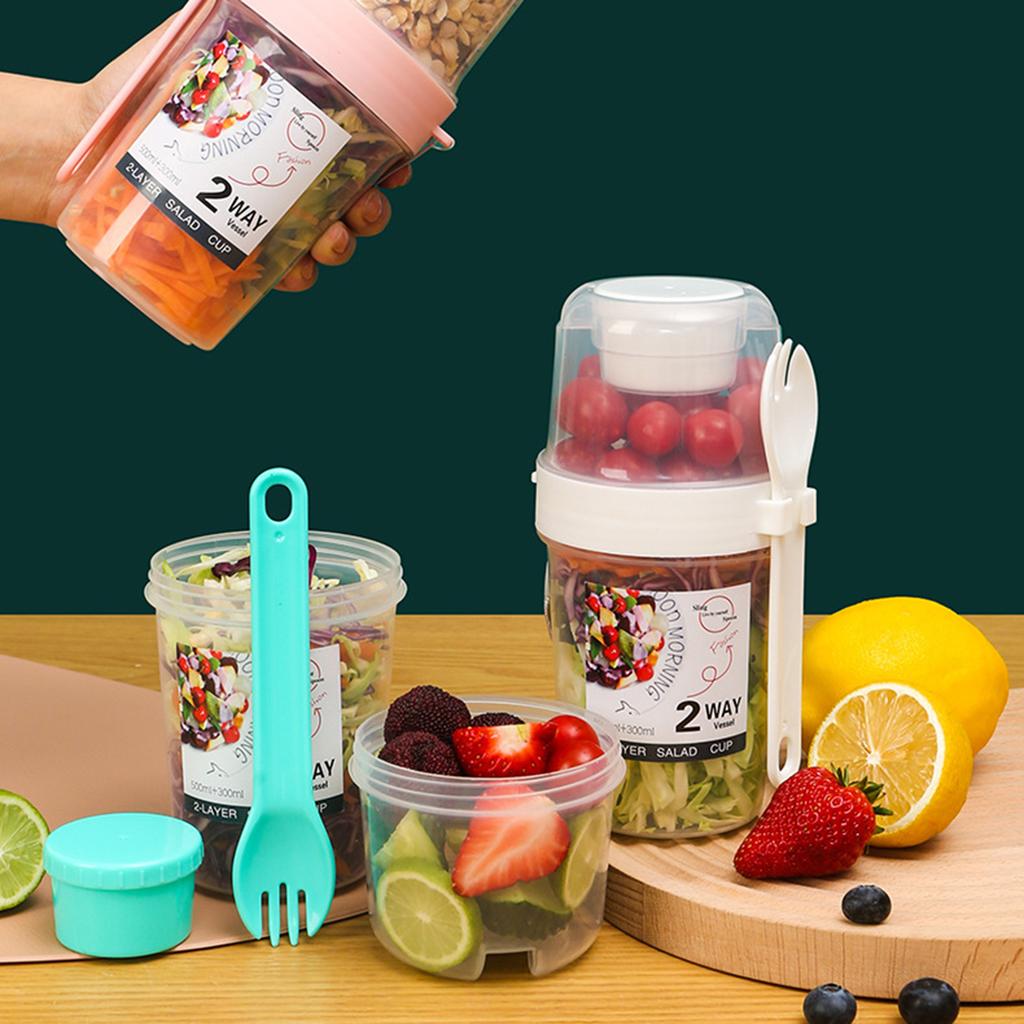 Salad Shaker Cup With Fork Lid Yogurt Cup For Healthy Meals