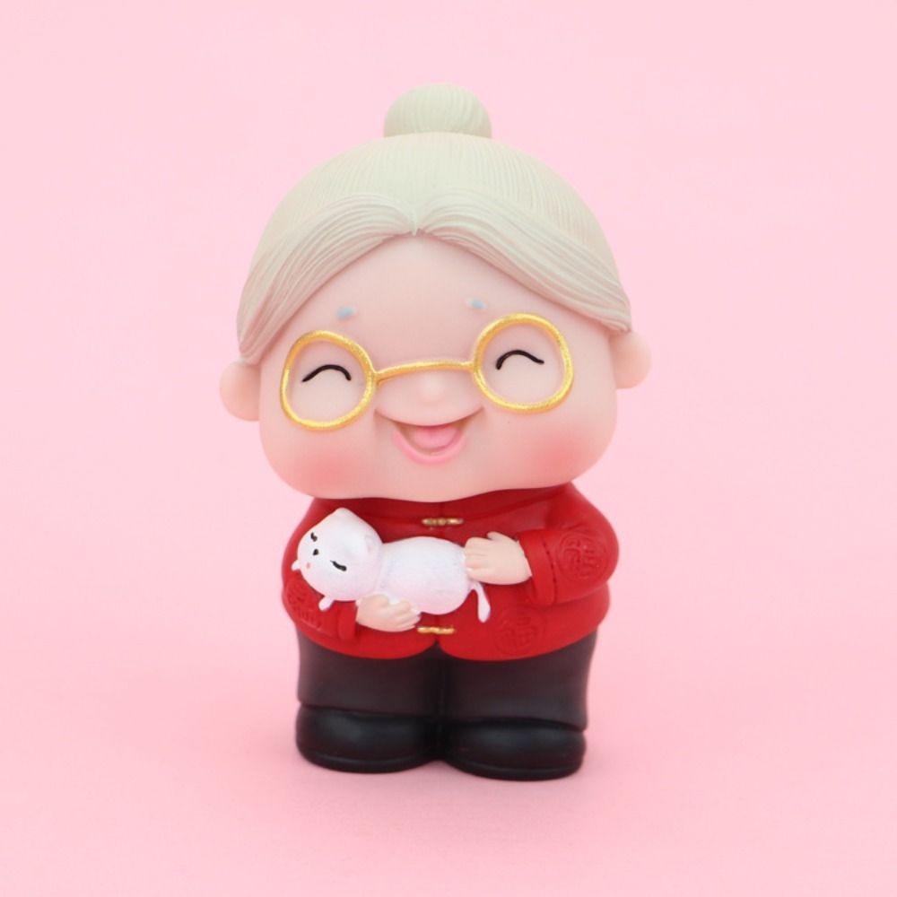 Cake Decoration Cute Old Couple Figurines Mini Handmade Grandparent Statue Cartoon Creative Longevity Cake Ornaments Desk