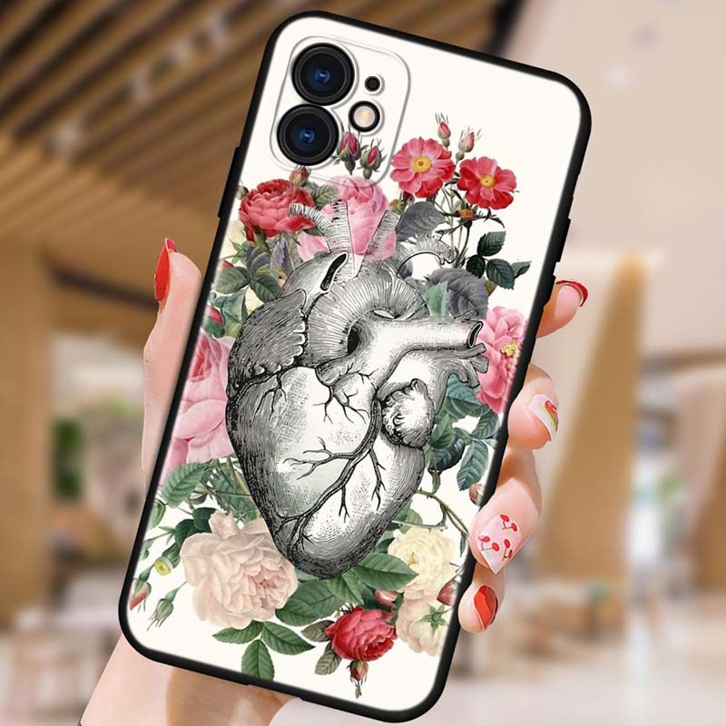 Human Heart Flower For Phone Case For iPhone Samsung Galaxy Redmi Xiaomi Oppo OnePlus Note S A 7 8 9 10 11 12 13 14 20 21 22 23 53 54 Pro Max Ultra