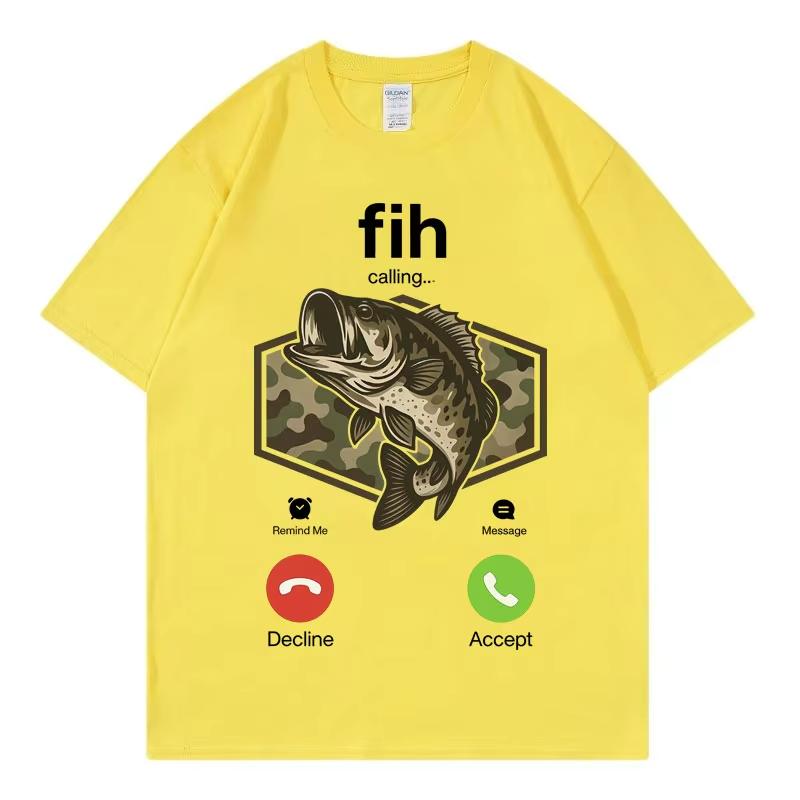 

Fih Calling Camo Funny Meme T-shirt Casual Fashion Short Sleeve T-shirts Men Women Clothing Oversized Cotton T Shirt Oversized 3XL
