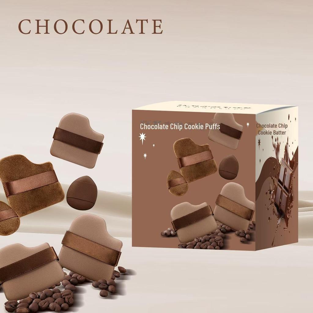 Guo Xiaoniu stílusú kettős felhasználású csokoládés keksz puff: Szuperpuha, bolyhos bőrből készült, nedves/száraz, nem nedvszívó alapozó eszköz.