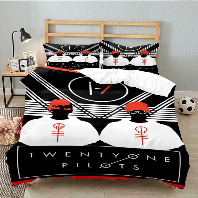 Twenty One Pilots Music Evolution 3pcs Bedding Set,Including 1pc Duvet Cover And 2pcs Pillowcases Perfect for Christmas,Ideal for Bedroom, Dormitory
