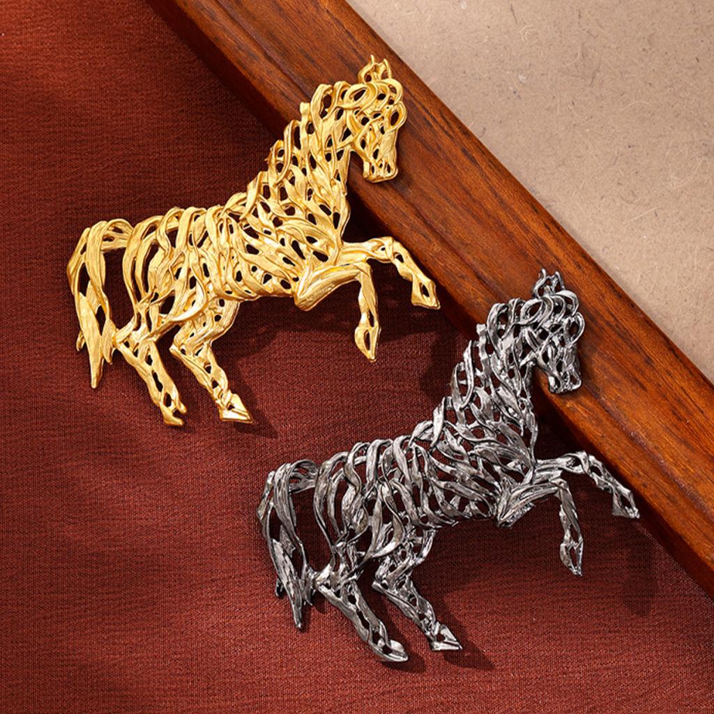 Cultural Symbol Horse Pin With Openwork Detailing Metal Construction Fashion Accessory Gift