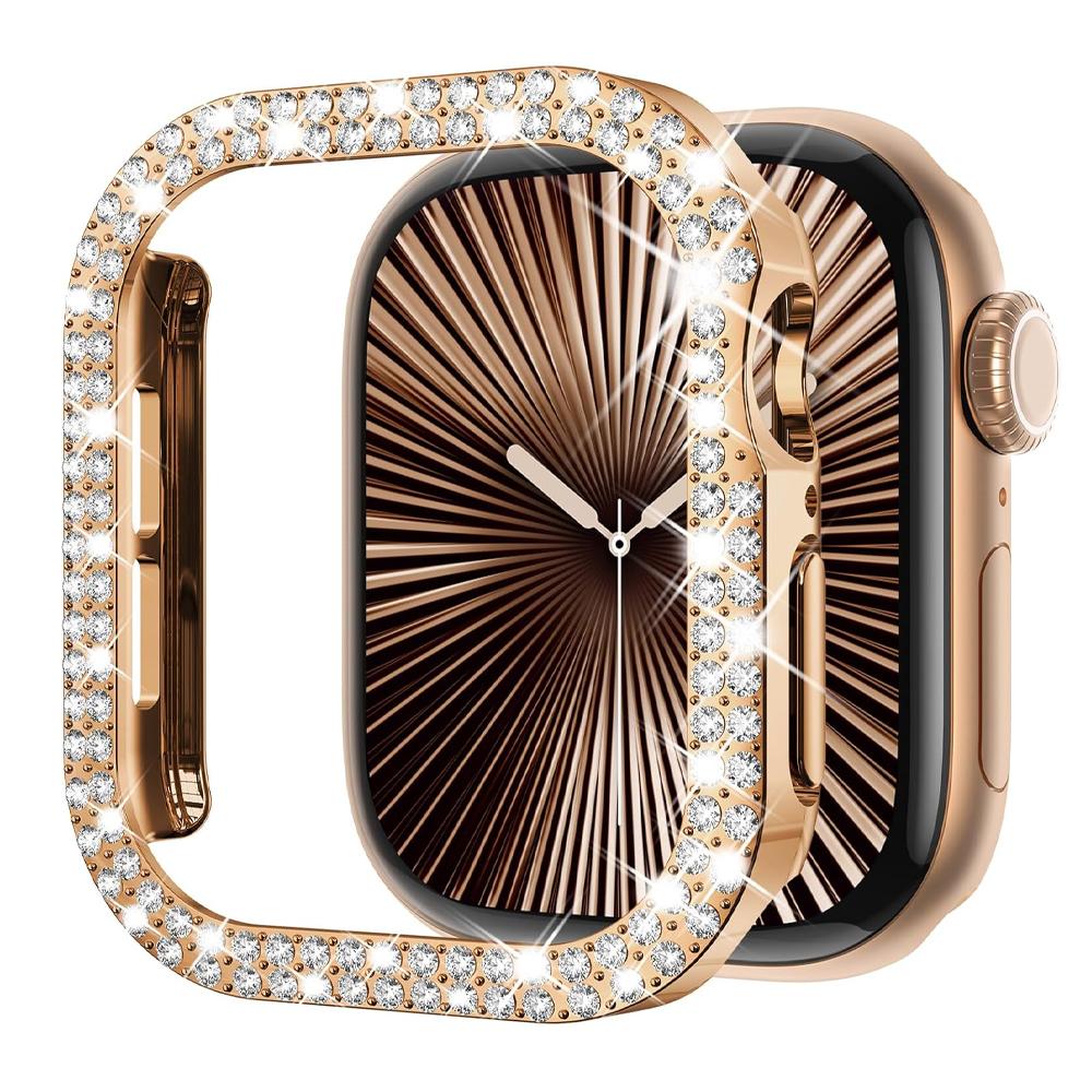 Cover For Apple watch Case 42mm 46mm Series 10 accessories Bling Diamond Rhinestone PC Bumper Protector Face iWatch Protective