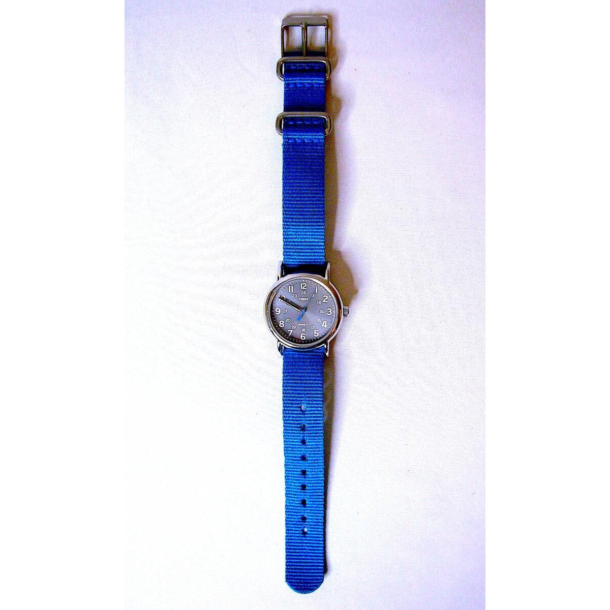 Used TIMEX Ladies Weekender Blue Fabric Watch Ladies Weekender Blue Fabric T2N913 Free Shipping