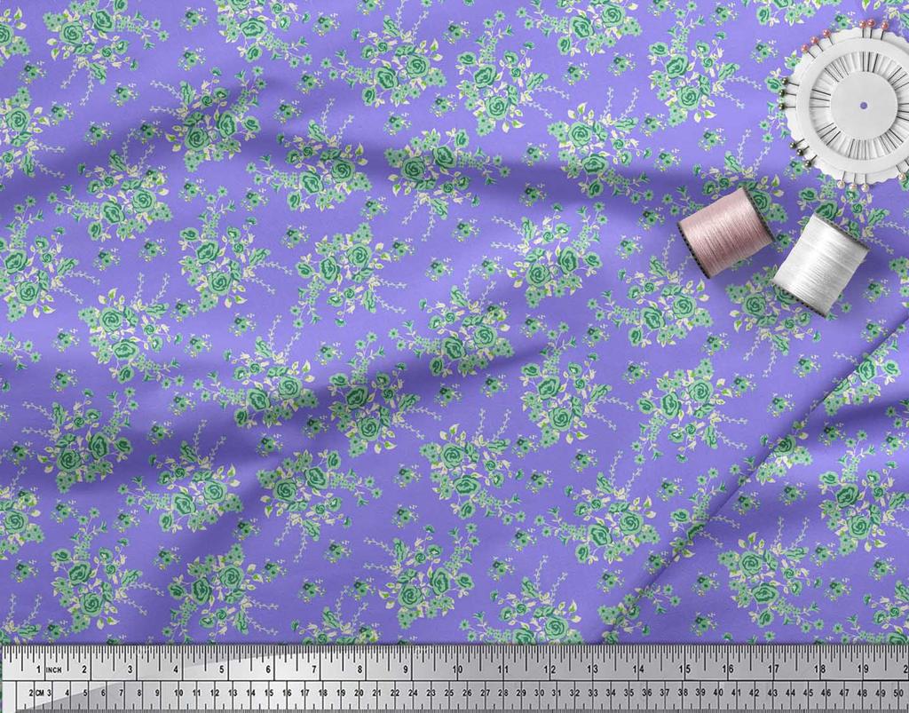 Soimoi Black Japan Crepe Satin Fabric Leaves & Rose Floral Print Sewing Fabric Metre 42 Inch