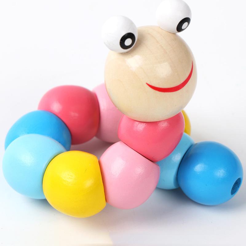 1pc Wooden Caterpillar Puppet Children Montessori Early Education Toys Adorable Learning Toy for Boy Girl Birthday Gift TMZ