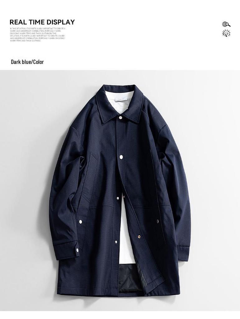 Men's Mid-Length Trench Coat - 2025 Spring/Autumn Casual Loose Jacket, Plus Size Available