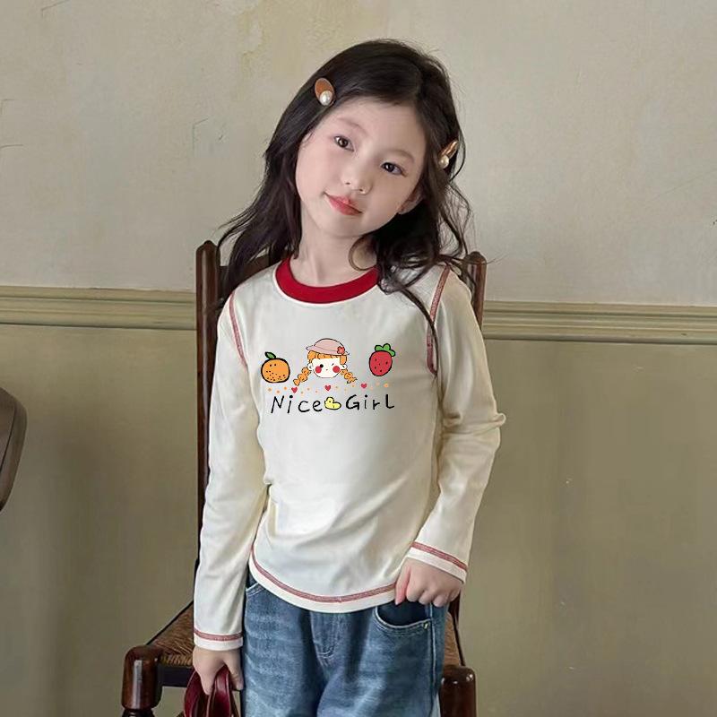 Girls Autumn Winter Cotton Long Sleeve T Shirt Korean Casual Outerwear Top 100
