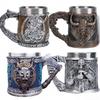 Viking Stainless Steel Single Handle Tomahawk Beer Mug Nordic Viking Warrior Mug Large Beer Mug Bar Drinkware Men's Gift