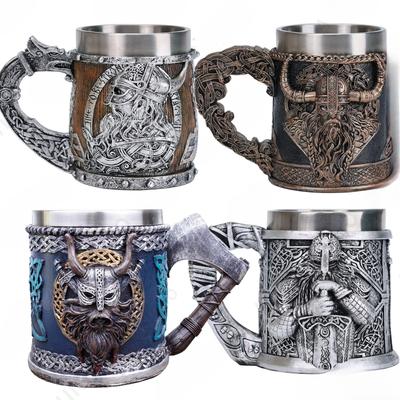Viking nerezová ocel Jednoruční Tomahawk Půllitr Severský Vikingský Válečník Hrnec Velký Půllitr Barové Nádobí Pánský Dárek
