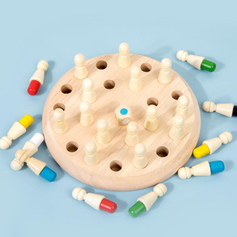 Wooden Color Memory Chessboard: Parent-Child Tabletop Game for Concentration and Puzzle Thinking