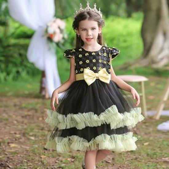 Vestido de Princesa de Renda de Cintura Alta Estilo Coreano com Saia de Tule para Damas de Honra