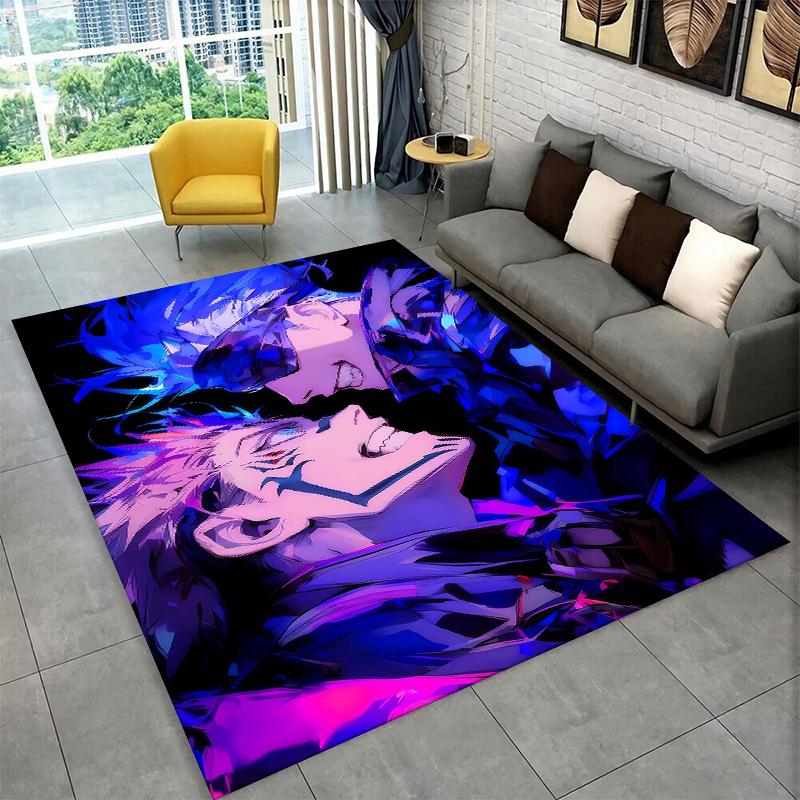 Cartoon Jujutsu Kaisen Anime Itadori Yuj Teppich für Spielzimmer Schlafzimmer Wohnzimmer Sofa Heimdekoration, rutschfeste Bodenmatte für Kinder