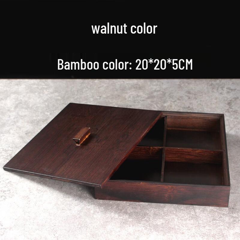Abay Bamboo Wood Divided Dry Fruit & Nut Tray with Lid