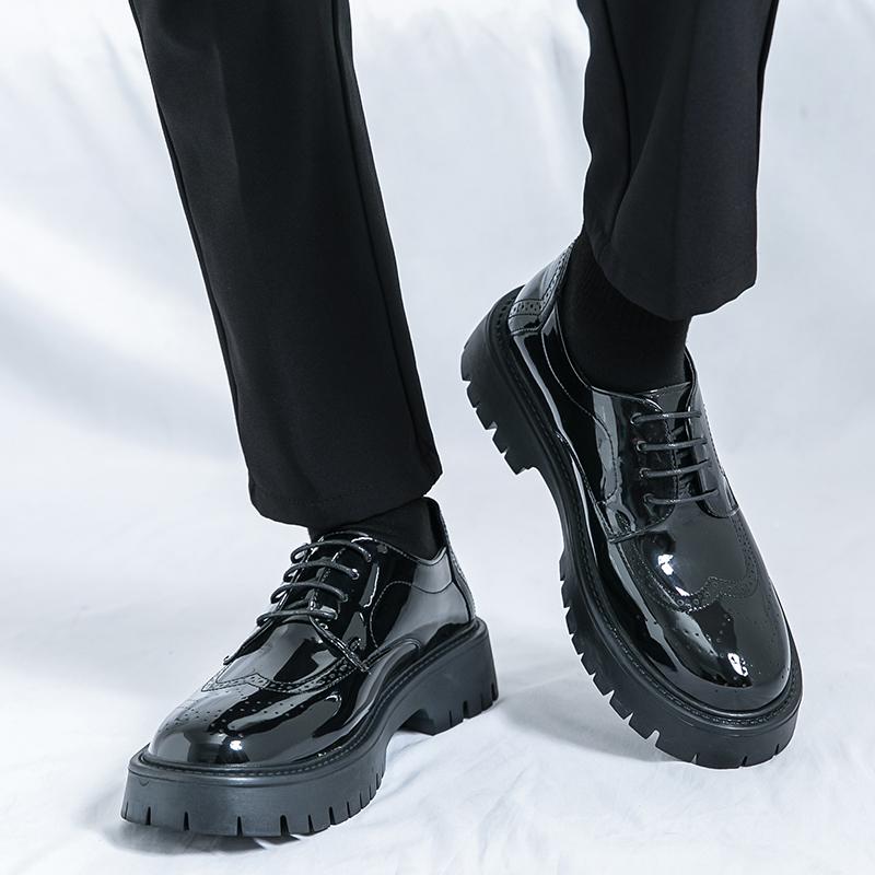 Fashion Fashion Brand Casual Leather Shoes Business Oxford Shoes Men's Soft Artificial Leather Non-slip Thick Soled Casual Driving Shoes