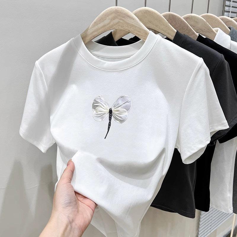 Girls Pure Cotton Round Neck Summer T-Shirt - Short Sleeve, Printed, Casual Top 100cm