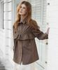 LETTER FROM MOON Blanche Layered Oversized Cotton Shirt (Brown)