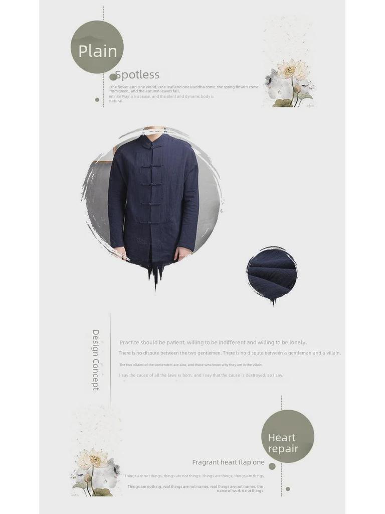 Herren Retro Chinesischer Stil Leinen Langarmhemd